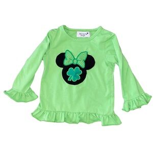 MK Clothing Designs Minnie Mouse St Patrick’s Outfit Shamrock 4T Stains